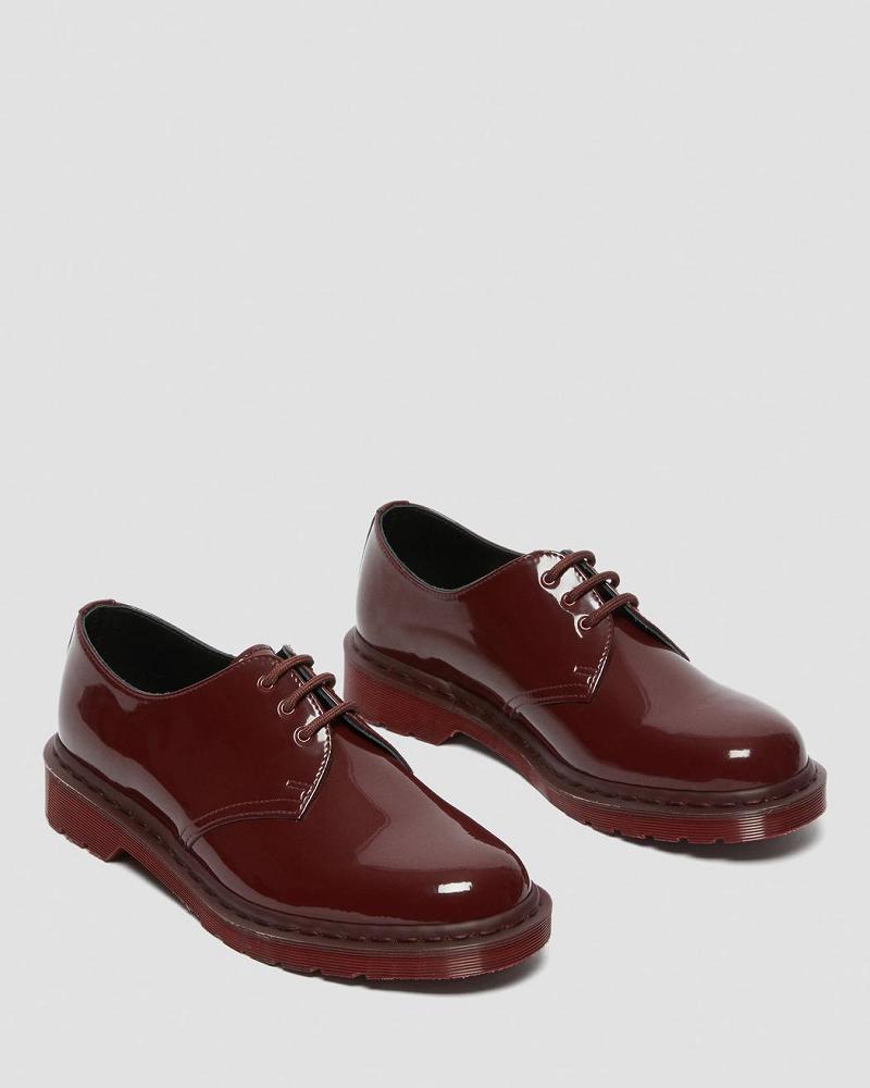 Red Men's Dr Martens 1461 Made in England Mono Patent Leather Oxfords Shoes | CA 594JPQ